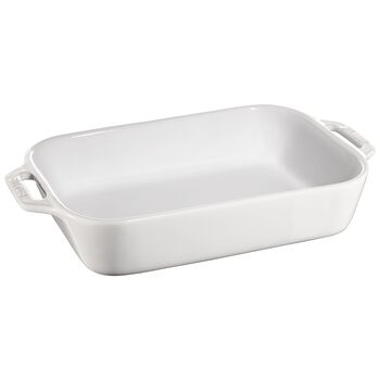  ceramic rectangular Oven dish, pure-white,,large 1