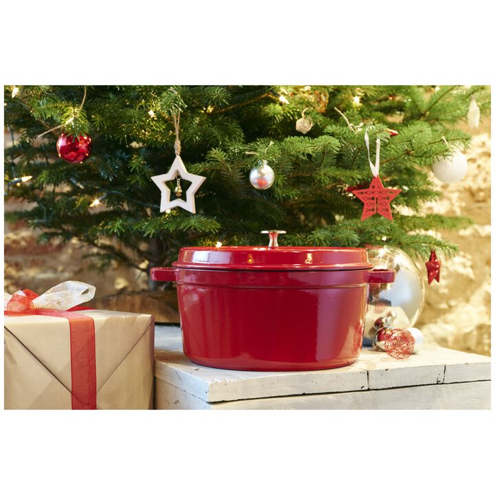Cast Iron, 7 qt, Round, Cocotte, Cherry - Factory Second, large 2