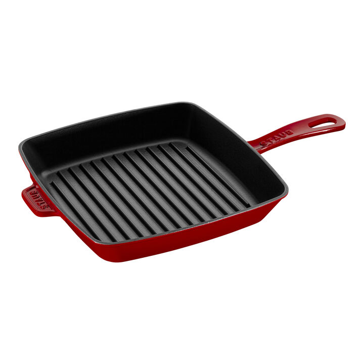 Cast Iron, 10-inch, Cast Iron, Square, Grill Pan, Cherry, large 1