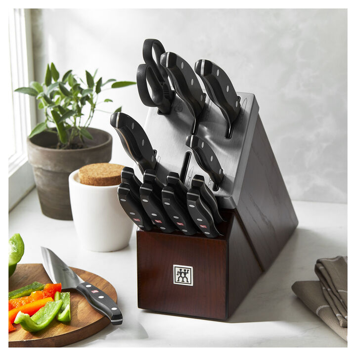 TWIN Signature, 15-pc, Self Sharpening Knife block set, brown, large 2