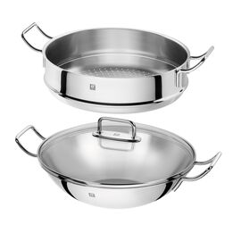 ZWILLING Plus, 3 Piece 18/10 Stainless Steel wok with steamer and lid