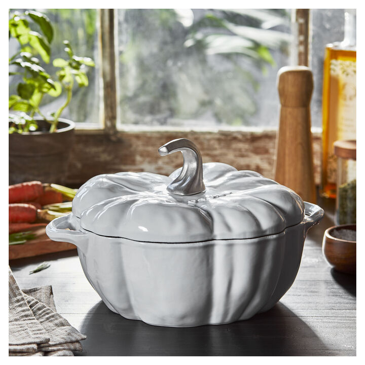 La Cocotte, 3.25 l cast iron pumpkin Cocotte, pure-white, large 2