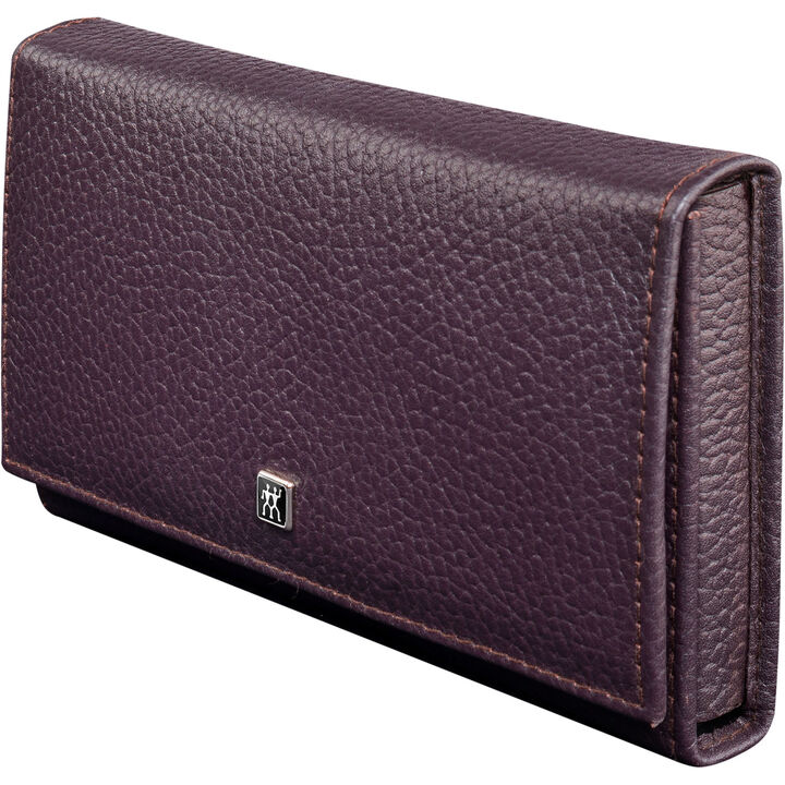 CLASSIC, 7-pc, Leather Snap Fastener Case, Purple, large 3