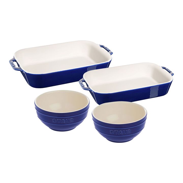 Stoneware, 4-pc, Baking And Bowl Set, Dark Blue, large 1