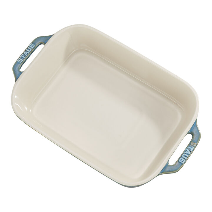 Ceramique, Ovenschaal 27 cm, Rechthoekig, Antiek turquoise, large 1