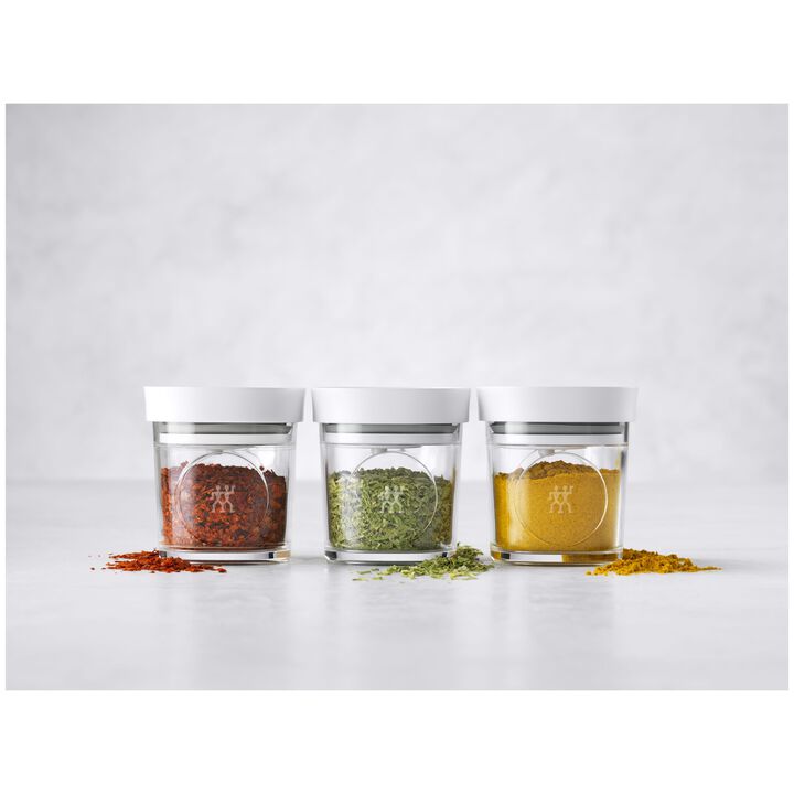 Fresh & Save, CUBE Set & Kryddhylla, 4 delar / XS, transparent-vit/Silver, Plast/Rostfritt stål, large 2