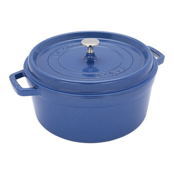 5.5 qt, round, Cocotte, metallic blue - Visual Imperfections,,large 1