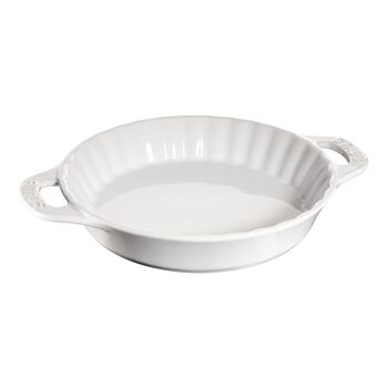 28 cm ceramic round Pie dish, pure-white,,large 1