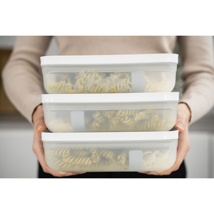 Fresh & Save, Set de lunch box sous vide, 3 pièces / L plate, blanc-gris, plastique, large 2
