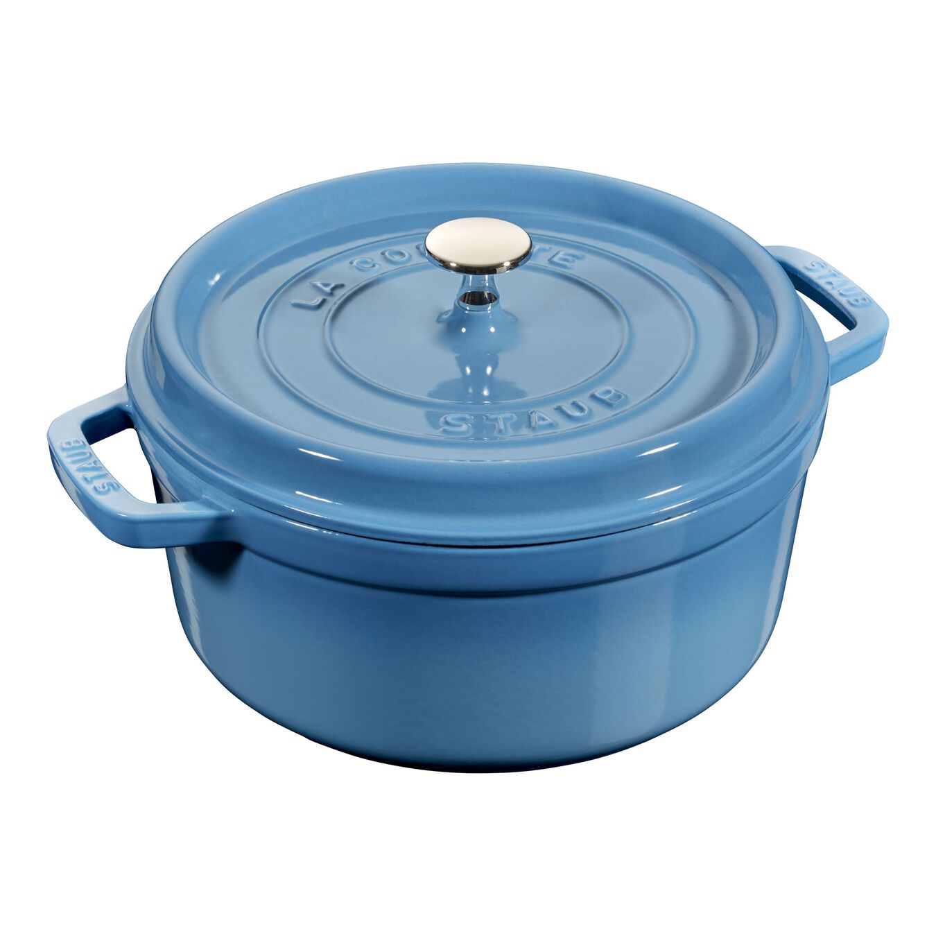 3.8 l cast iron round Cocotte, ice-blue - Visual Imperfections,,large 1