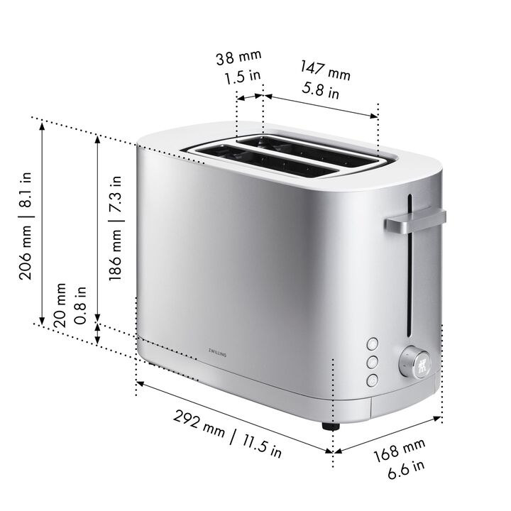 2 SHORT SLOTS TOASTER WITH BUN WARMER - SILVER, large 2