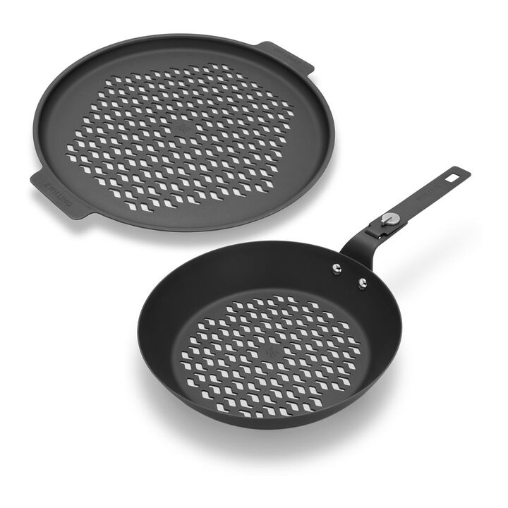 BBQ+, Perforated Carbon Steel Fry pan and Pizza Pan Set, large 1