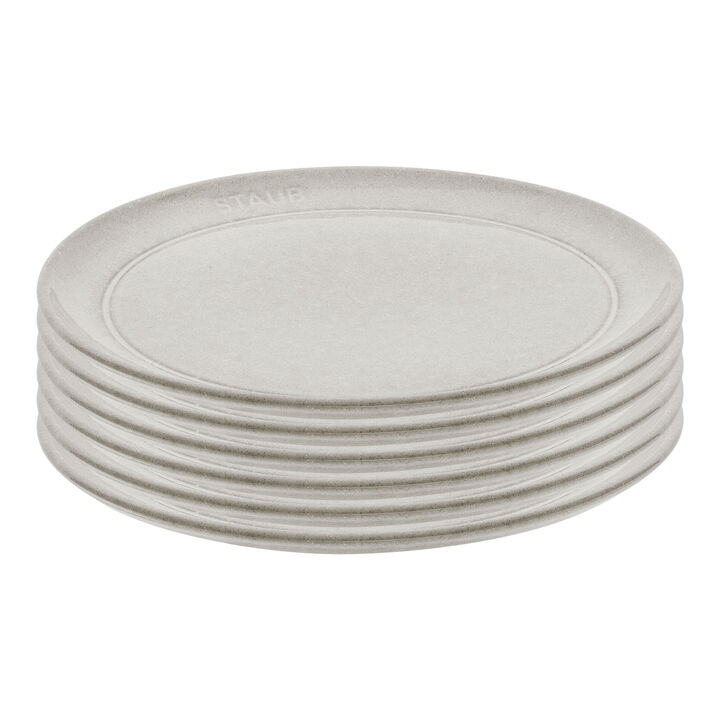 Tellerset, 6-tlg. / 20 cm, Weisser Trüffel, Keramik, large 1