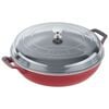 3.5 l cast iron round Saute pan with glass lid, cherry - Visual Imperfections,,large