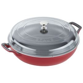 Staub Braisers, 3.5 l cast iron round Saute pan with glass lid, cherry - Visual Imperfections