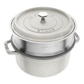 Cocotte Med dampindsats 24 cm / 3,8 l, Rund, White Truffle, Støbejern