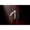 Outdoor, 4-inch, Folding Hunter Pocket Knife With Leather Sheath, Green Micarta, small 4