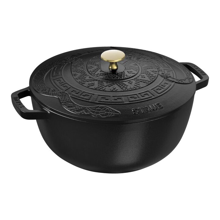 Cast Iron, 5.25 qt, Essential French Oven with Snake Lid, black matte, large 1