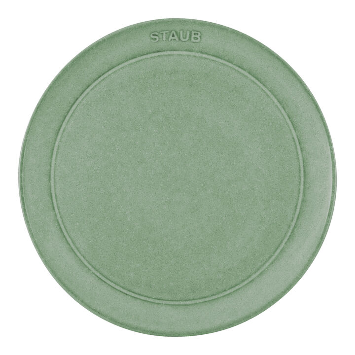 Dining Line, 20 cm ceramic round Plate flat, sage, large 2