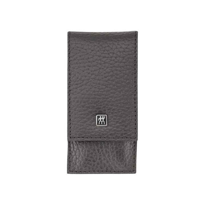 CLASSIC, 3-pcs Leather Snap fastener case anthracite, large 2