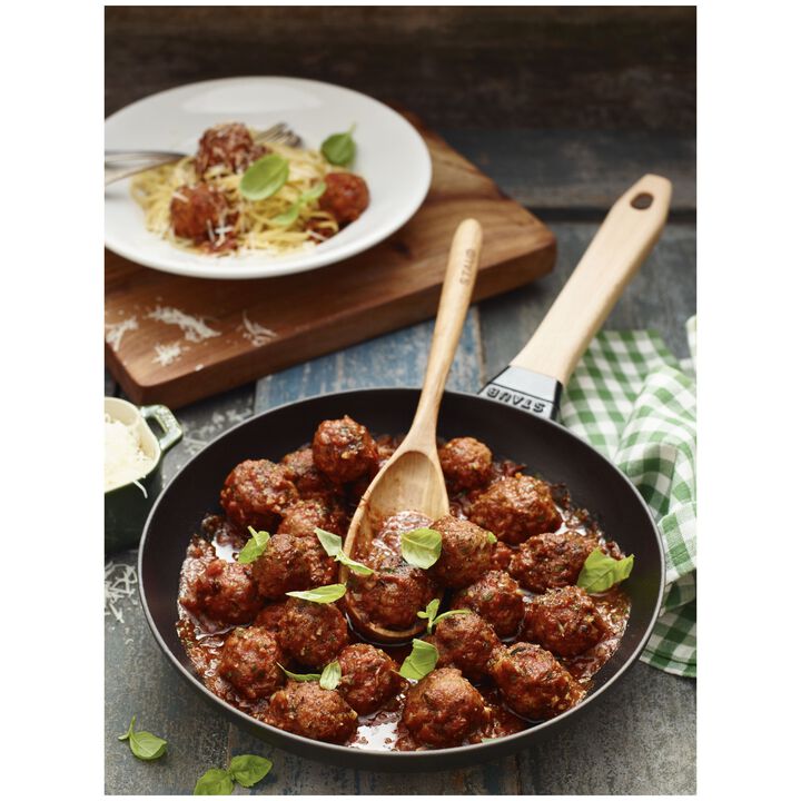 Pans, Padella con manico in legno - 26 cm, ghisa, Nero opaco, large 2