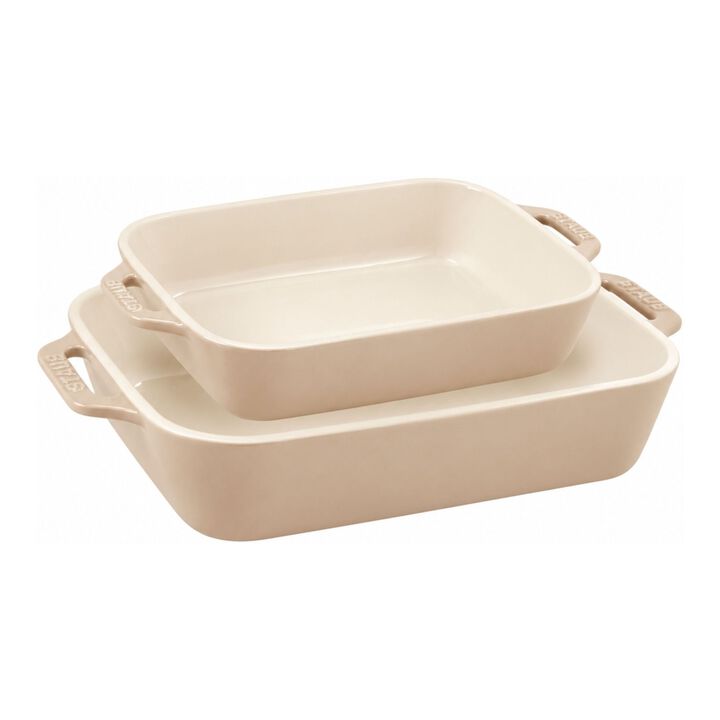Ceramique, Rectangular Baking Dish Set White 2 Piece, large 1