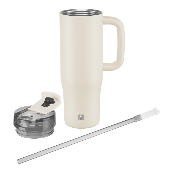 Thermo Plus, Thermobecher mit Strohhalm, 900 ml | Edelstahl | Cream, large 4