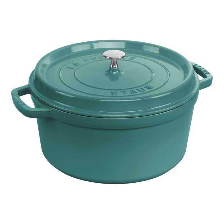 Cast Iron, 7 qt, Round, Dutch Oven, Turquoise, large 1