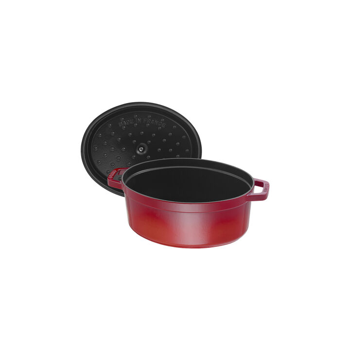 Cast Iron, 5.75 qt, Oval, Dutch Oven, Cherry, large 3