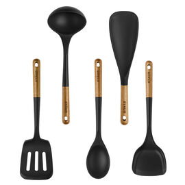 White Silicone and Gold Cooking Utensils Set with Holder- 7 PC Gold Kitchen  U