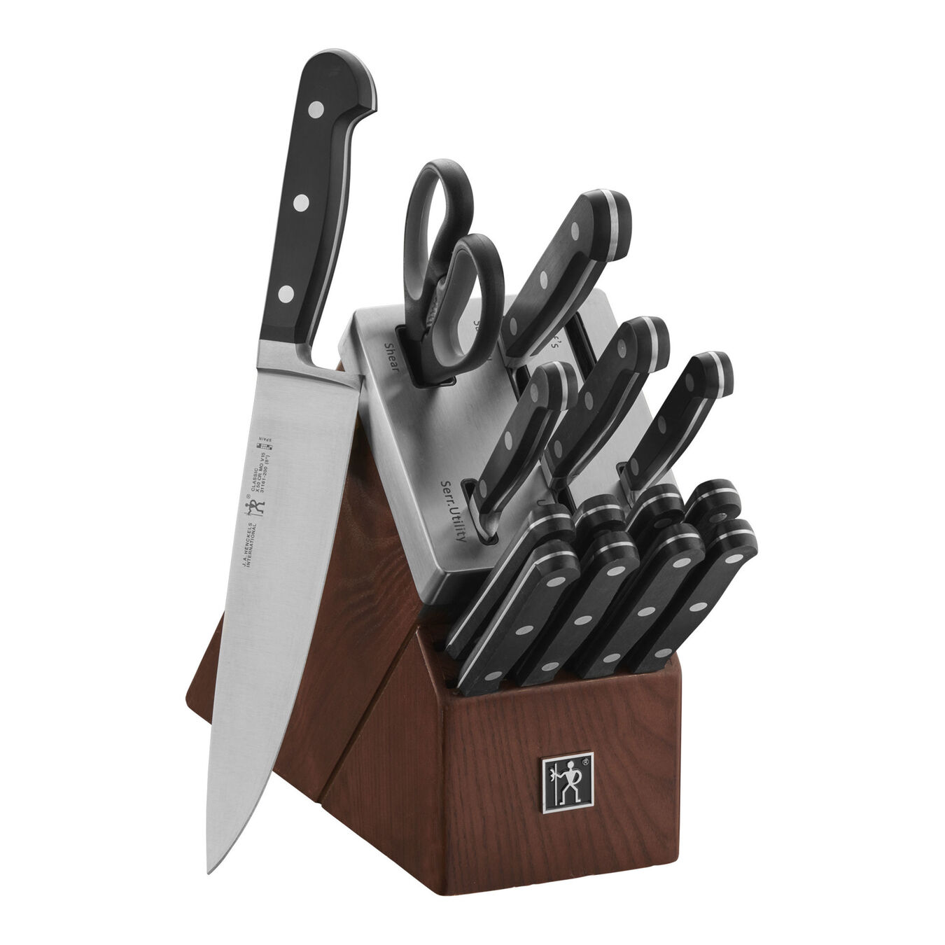 15-pc, Self-Sharpening Knife Block Set, brown,,large 1
