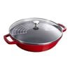 30 cm / 12 inch cast iron Wok with glass lid, cherry,,large