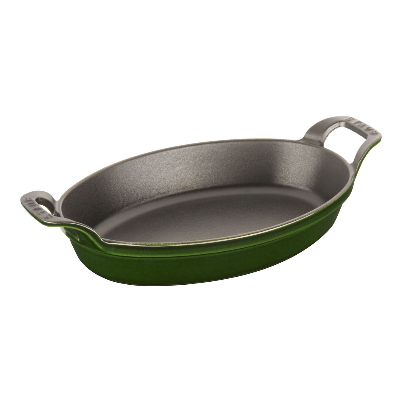 Staub Cast Iron 9.5inch x 6.75inch Oval Baking Dish Basil