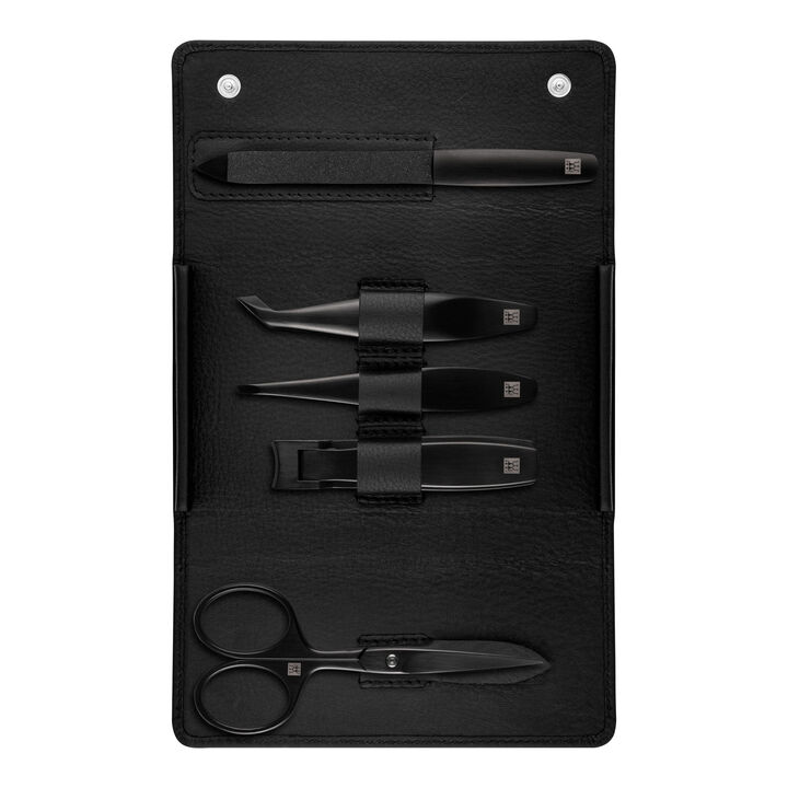 PREMIUM, 5-pcs Leather Snap fastener case black, large 1