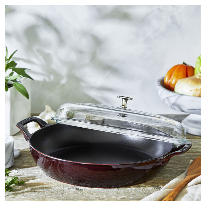 Cast Iron, 3.5 qt, Braiser With Glass Lid, Grenadine, large 2
