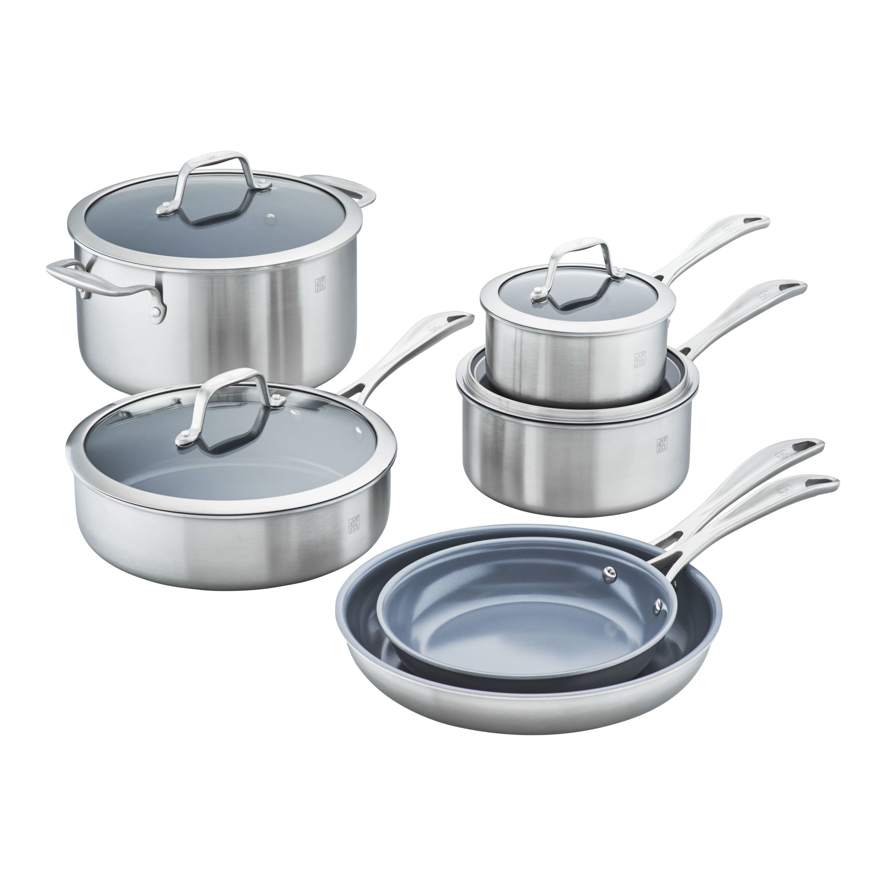 10 Pieces Cookware Set Stainless Steel Kitchen Tools Quality Pots Pans Bowls Lid 