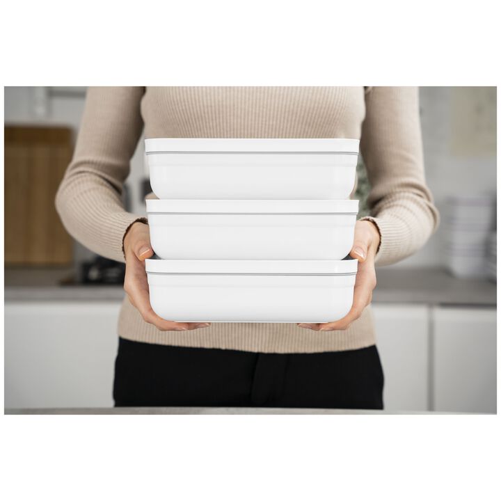 Fresh & Save, Set de lunch box sous vide, 3 pièces / L plate, blanc-gris, plastique, large 2
