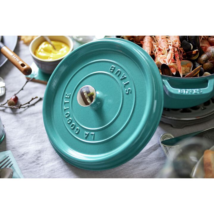 鋳物ホーロー鍋, ピコ・ココット 20 cm, ラウンド, ミント, 鋳鉄, large 2