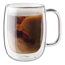 Double Wall Glass Coffee Mug with Gold Metallic Handle (16oz) - Set of 2