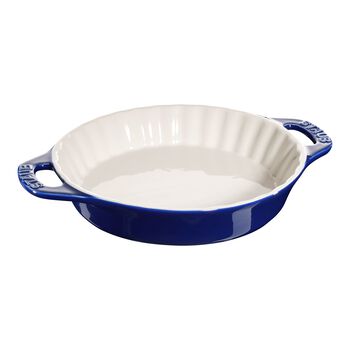 24 cm ceramic round Pie dish, dark-blue,,large 1