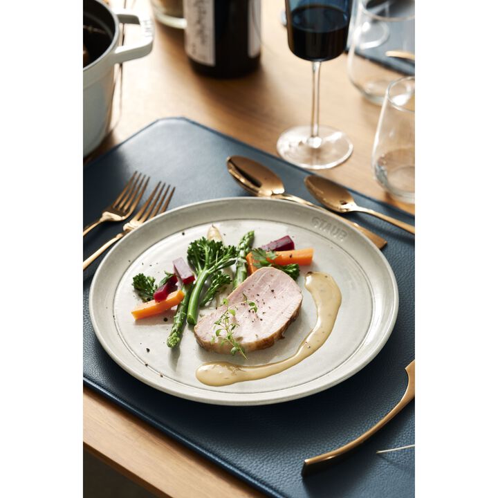 Dining Line, 26 cm ceramic Plate flat white truffle, large 2