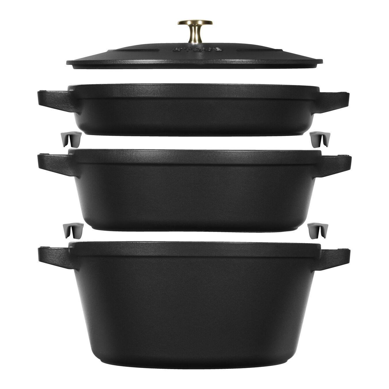 3-pcs Cast iron Pot set black,,large 1