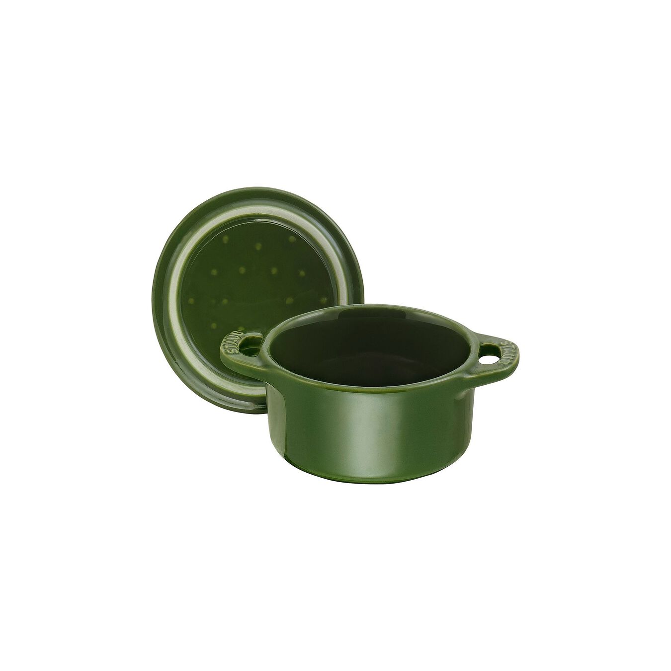 10 cm round Ceramic Mini Cocotte basil-green,,large 2