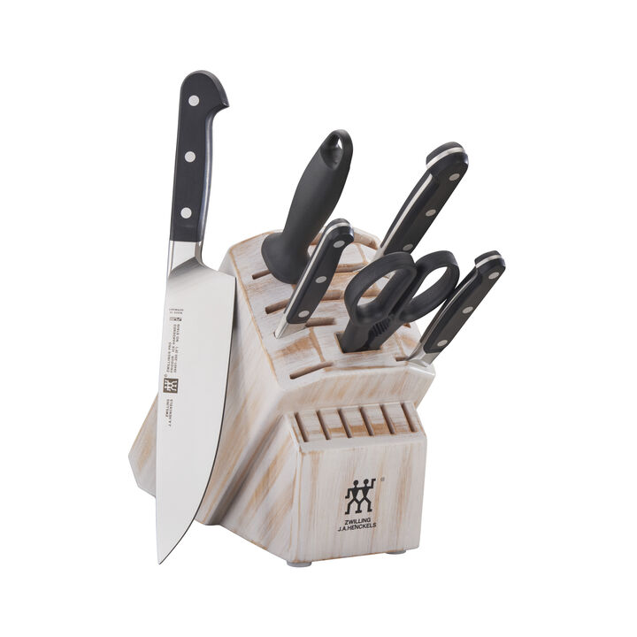 Pro, 7-pc, Knife block set, rustic white, large 1