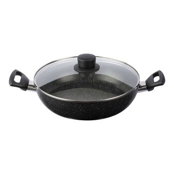 28 cm round Aluminium Saute pan black,,large 1