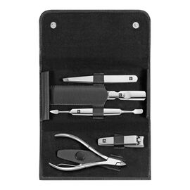 5-pc, Leather Snap Fastener Case, Black Matte