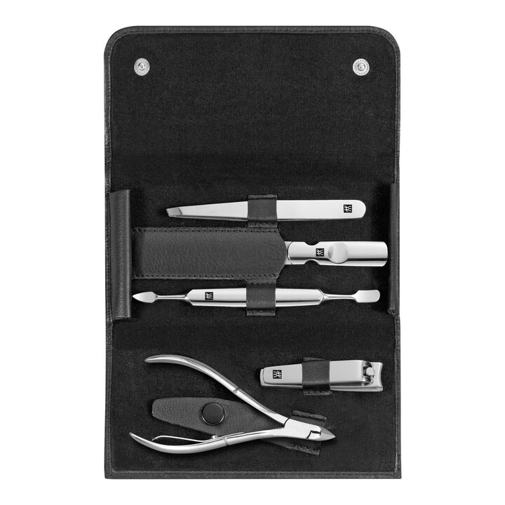 CLASSIC, 5-pc, Leather Snap Fastener Case, Black Matte, large 1