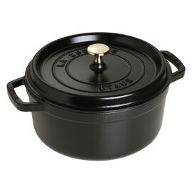 Staub 鋳物ホーロー鍋, ピコ・ココット 24 cm, ラウンド, ブラック, 鋳鉄