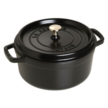 3.8 l cast iron round Cocotte, black - Visual Imperfections,,large 1