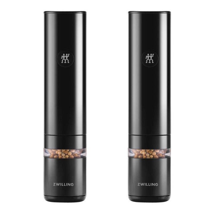 2-PC SET ELECTRIC SALT/PEPPER MILL, RECHARGEABLE, BLACK, large 1